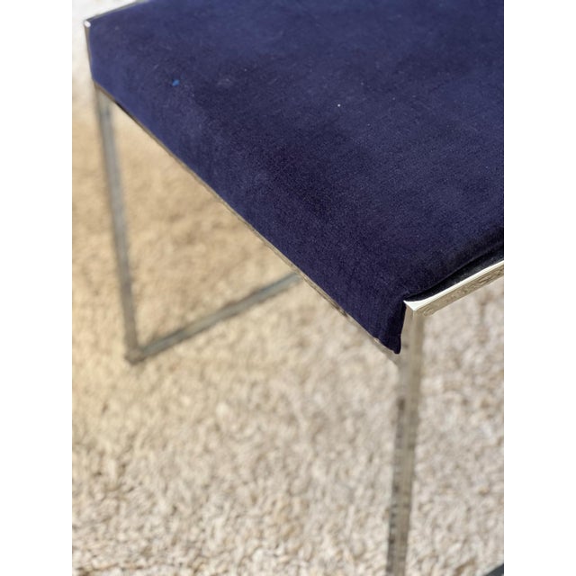 Silver Vintage Italian Metal and Velvet Armchairs, 1970, Set of 2 For Sale - Image 8 of 12