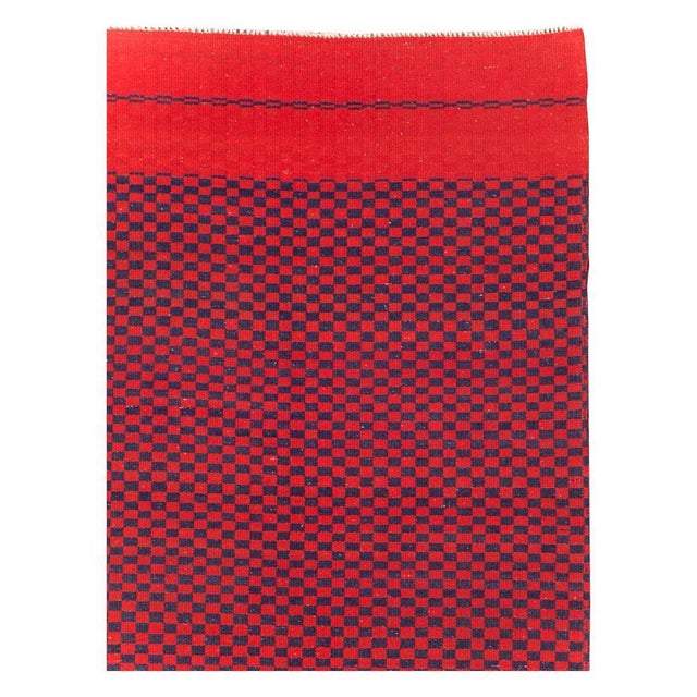 A vintage Turkish flatweave accent rug in red handmade during the mid-20th century. Measures: 6' 3" x 9' 6".