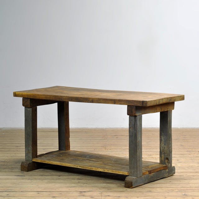 Industrial Industrial Oak Work Table, 1950 For Sale - Image 3 of 10