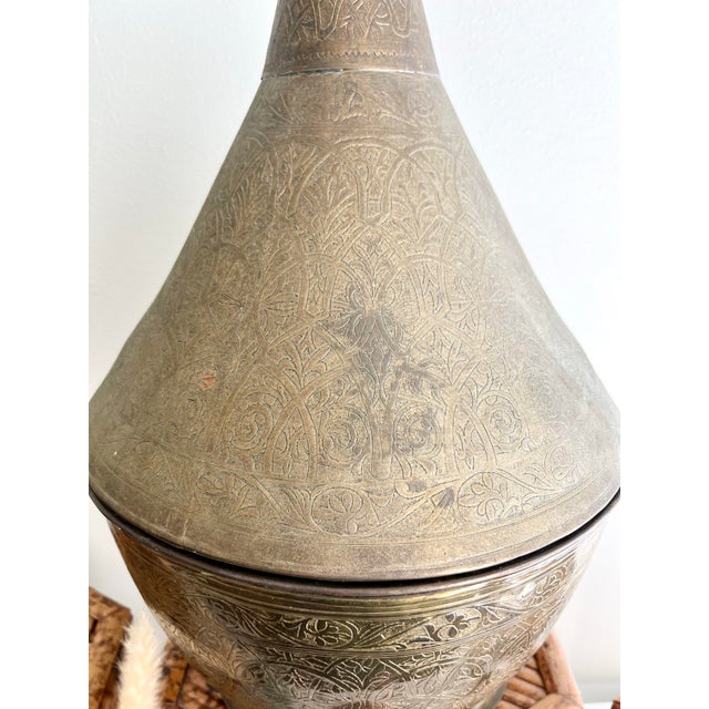 Moroccan Mid 20th Century Moroccan Brass Lidded Vessel For Sale - Image 3 of 6