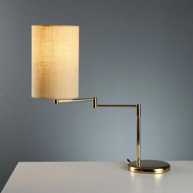 Vintage Table Lamp in Metal and Fabric, Italy, 1980s For Sale - Image 3 of 10