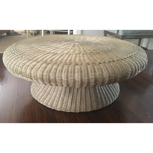 1970s Round Mushroom Form Wicker Coffee Table Chairish