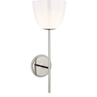AERIN for Visual Comfort Signature Brisa 20" Torch Sconce in Polished Nickel with White Strie Glass Shade For Sale