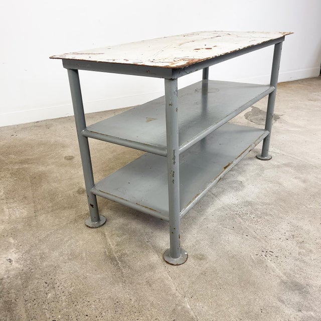 Industrial Metal Three-Tier Worktable, 1980s For Sale - Image 4 of 10