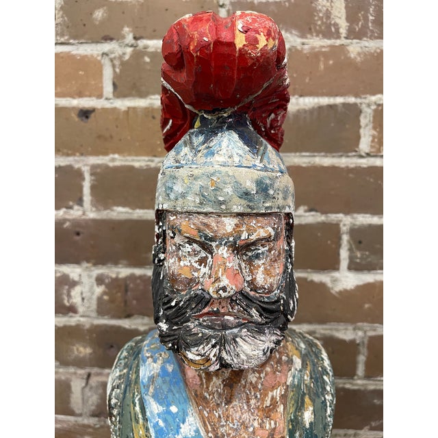 Vintage Carved Polychrome Ship's Figurehead Bust - HMS Ajax For Sale - Image 4 of 6
