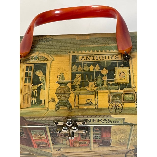 Green Antique Palm Beach Box Bag W Lucite Handle For Sale - Image 8 of 8