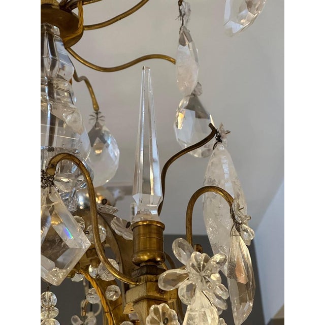 Large Antique French Rock Crystal and Gilt Bronze Chandelier For Sale - Image 11 of 18