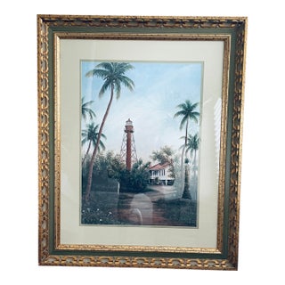Contemporary Sanibel Island Lighthouse Artwork Signed by Erma Jean For Sale