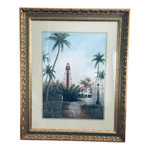 Contemporary Sanibel Island Lighthouse Artwork Signed by Erma Jean
