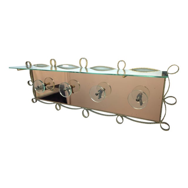 Iron and Glass Wall Coat Rack attributed to Pier Luigi Colli, 1950s For Sale