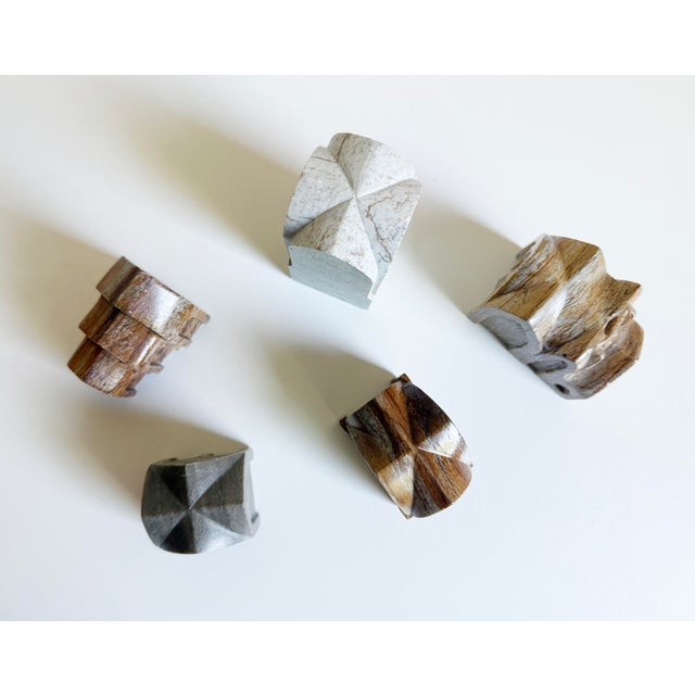 Stone Gothic Architectural Study in Hand Carved Marble, a Collection of 5, Dated 1912 For Sale - Image 7 of 11