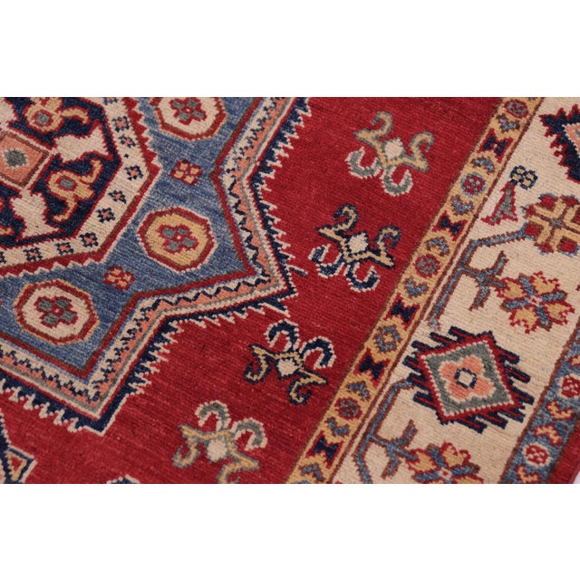 Southwestern Kazak Rustic Red/Beige Wool Rug - 4'0''x5'5'' For Sale In New York - Image 6 of 10