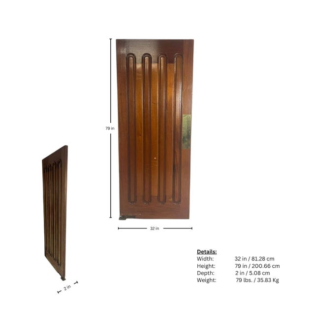 Burnt Umber MCM Interior Swing Door For Sale - Image 8 of 8