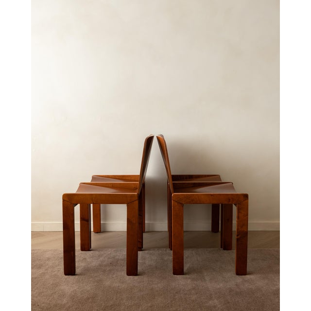 Molteni Italian Plywood Dining Chairs by Molteni, 1970s, Set of 4 For Sale - Image 4 of 18