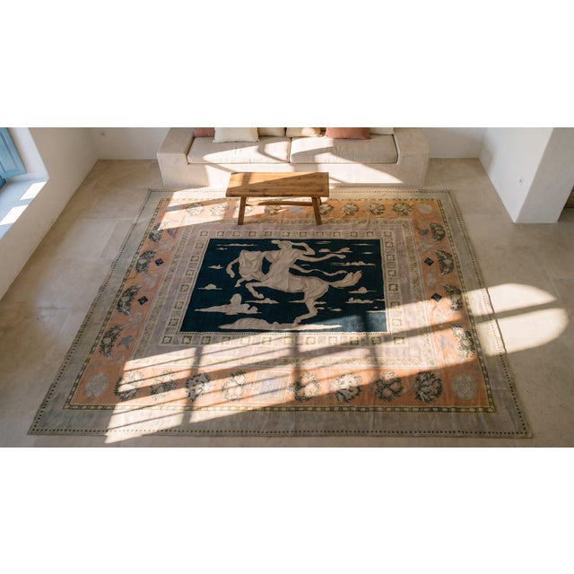 1890s Black Depicting Centaury Antique Bessarabian Rug 11'6" X 14' Flatweave Wool Carpet For Sale - Image 9 of 10