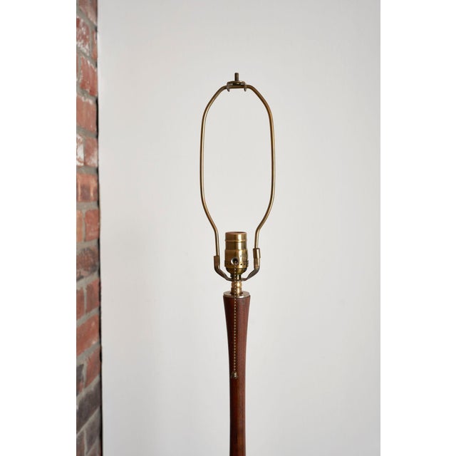 Vintage Scandinavian Sculptural Solid Teak and Brass Floor Lamp For Sale - Image 9 of 18