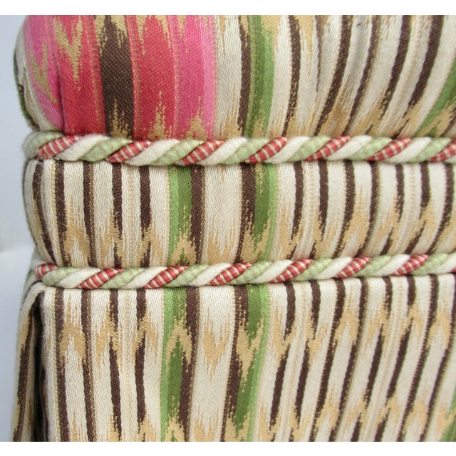 Vintage Charles Stewart Furniture Company Button-Tufted Long Bench With Pierre Frey Textile For Sale - Image 15 of 18