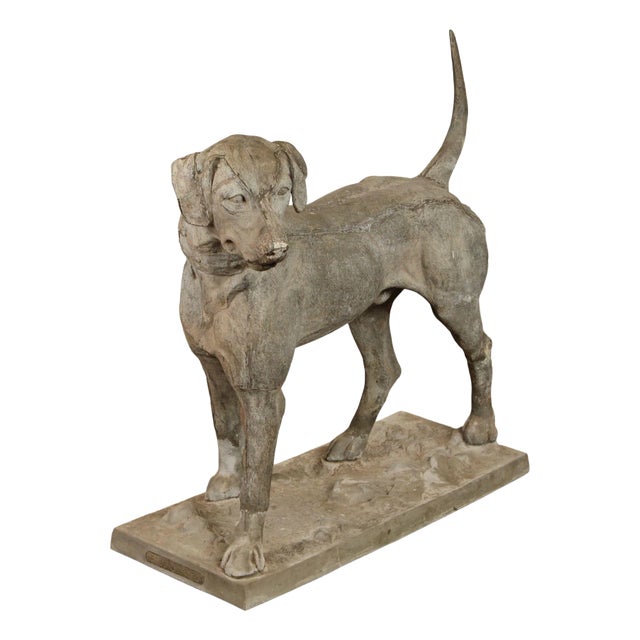 Antique 19th Century J.W. Fiske Zinc Morley's Dog Statue For Sale