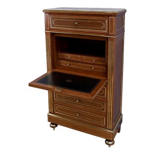 19th Century Napoleon III Louis XVI Mahogany Secretary Desk For Sale