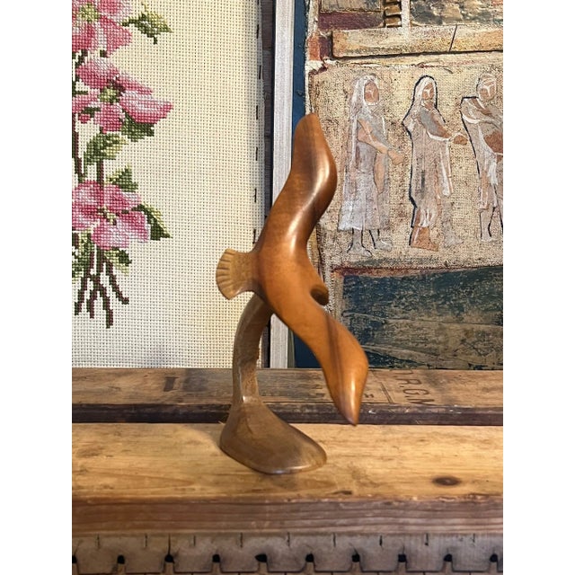 Mid Century Modern Wooden Bird in Flight Sculpture For Sale - Image 4 of 8