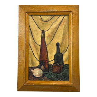 1950s Mid-Century Modern Still Life With Bottle - Signed For Sale