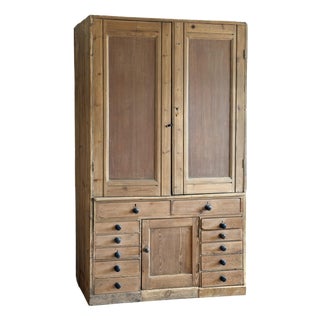 Antique English Pine Housekeeper Cupboard For Sale