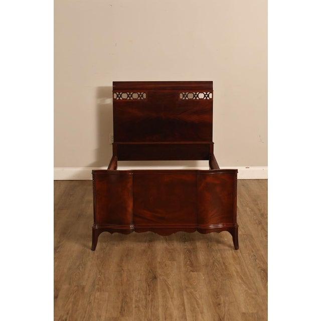 Pair of Vintage Flame Mahogany Twin Beds with Pierced Headboards, Circa 1940s For Sale - Image 17 of 18