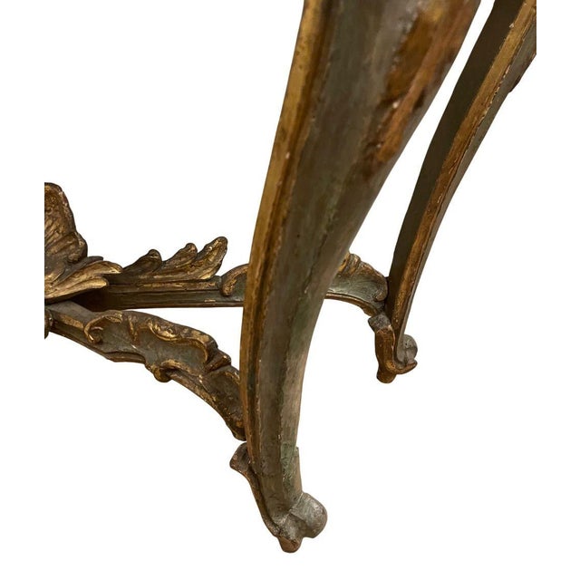 Gold Italian Early 18th Century Giltwood Console With Faux Marble Top For Sale - Image 8 of 9