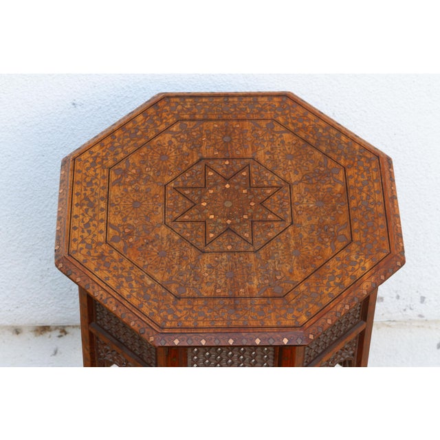 Copper Brass & Copper Inlay Anglo Indian Folding Table For Sale - Image 8 of 11