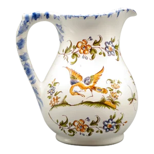 French Faience Moustiers Pitcher With Bird