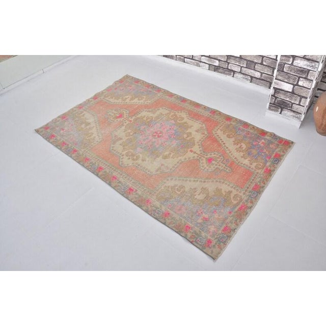 1960s Handmade wool and cotton rug in Turkish Anatolian Small Rug, Vintage Doormat Rug, Turkish Decorative Rug, Handmade...