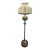 Vintage Mid Century Brass Floor Lamp Floral Hand Painted Shade For Sale