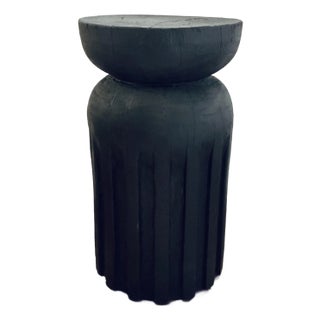 Revelation Modern Rustic Black Wood Goblet. Accent Table For Sale
