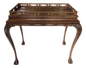 1940s Vintage Walnut English Queen Anne Tea Table With Ball and Claw Legs