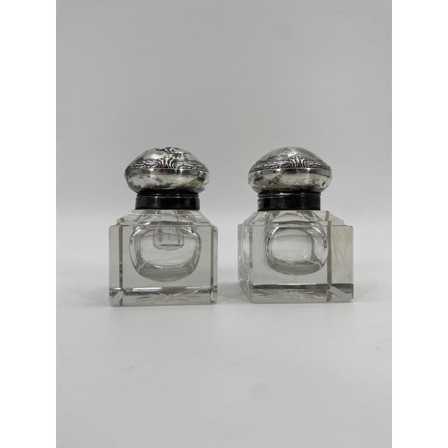 Art Nouveau Ink Barrel in Crystal Glass and 800 Silver by Wilhelm Theodor Binder, 1890s, Set of 2 For Sale - Image 18 of 18