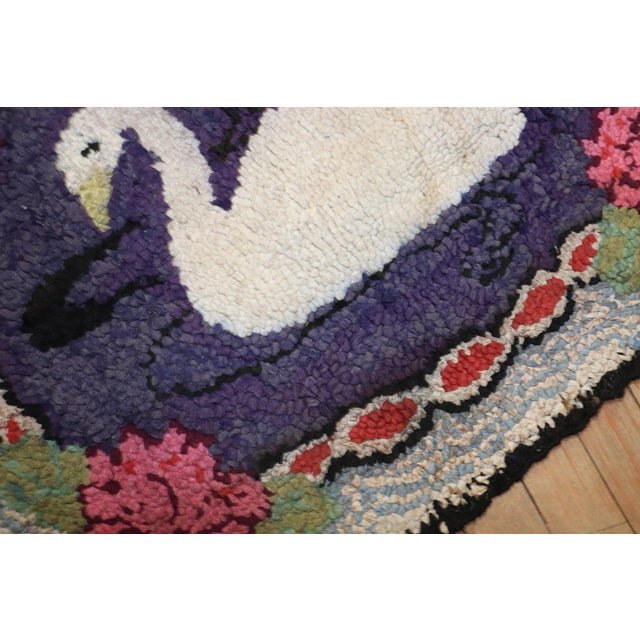 Vintage Zabihi Collection American Hooked Duck Rug - 2' x 2'6" For Sale In New York - Image 6 of 6