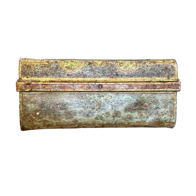 Brown Antique Metal painted box For Sale - Image 8 of 12