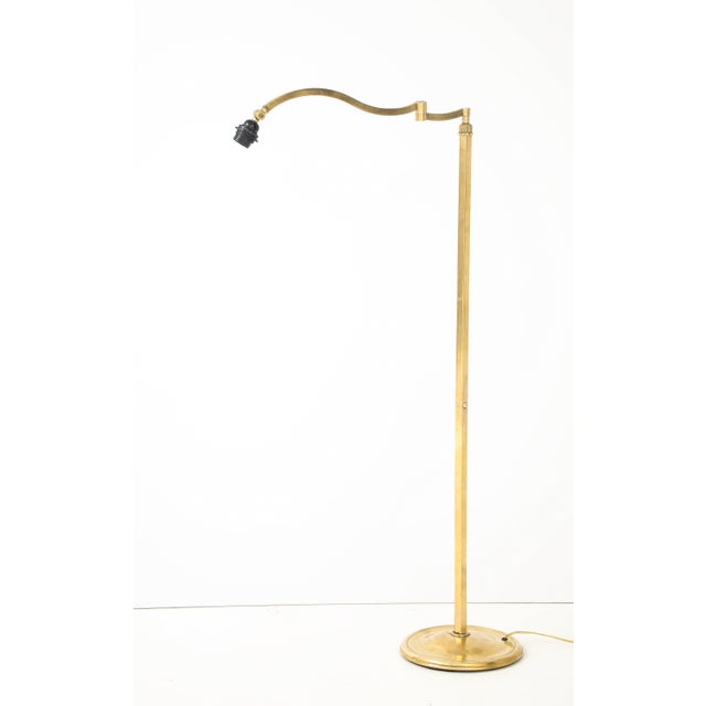 1950's Solid Brass French Swing Arm Floor Lamp, in vintage condition with some wear and patina due to age and use, there...