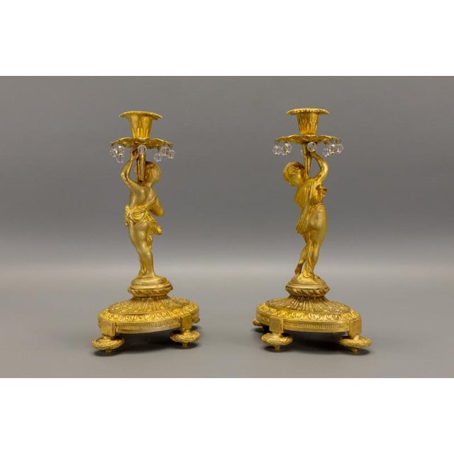 Late 19th Century French Neoclassical Style Bronze Cherub Candleholders, Set of 2 For Sale - Image 10 of 18