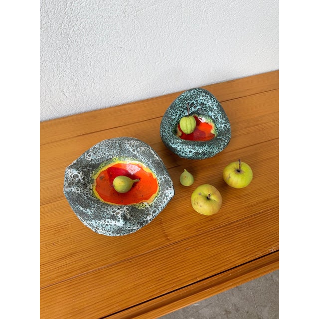 Blue Vintage Fat Lava Ashtrays from Vallauris, 1960s, Set of 2 For Sale - Image 8 of 18