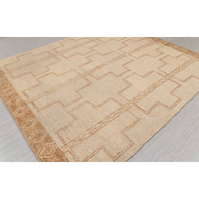 9x12Ft. Natural Cream Jute Taureg Inspired Soumek Jute Wool Hand Woven Rug For Sale - Image 6 of 12