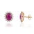 VR Jewels 18k Gold 4.86ct Vivid Red Ruby & 1.04ct Diamond Halo Sunburst Stud Earrings- 2 Pieces For Sale - Image 4 of 16