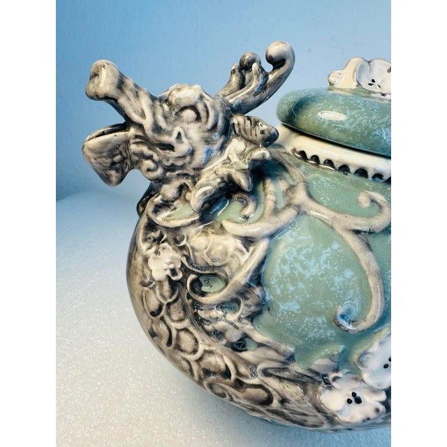 Sky Blue Blue Sky Ceramic Dragon Teapot – Sculptural Art Pottery by Heather Goldminc, Signed, 2013 For Sale - Image 8 of 11