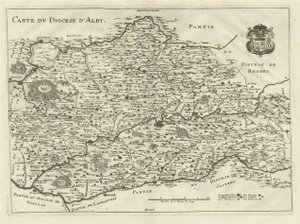 Copper Engraved Map of Albi in Southern France, 1663