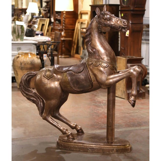Late 19th Century French Carved Wood Silvered Carousel Horse Sculpture For Sale In Dallas - Image 6 of 12