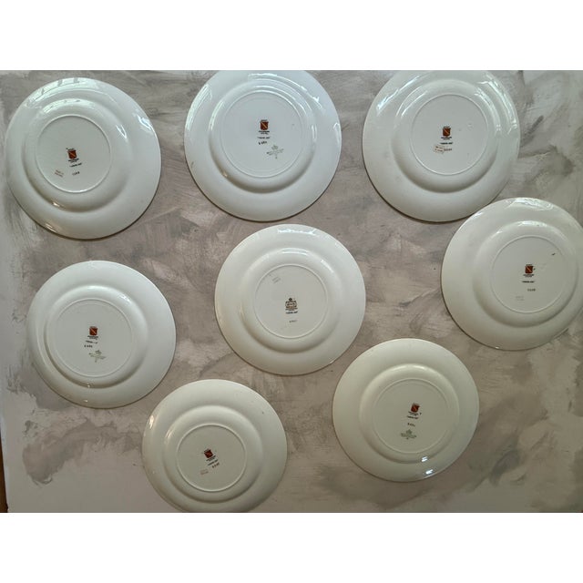1940s Myott Chelsea Bird Dinner Plates 9 7/8” Burgundy Transferware England - Set of Eight (8) For Sale - Image 12 of 12