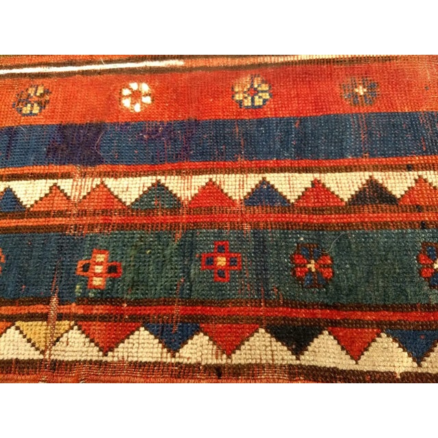 Antique Fachralo Kazak Prayer Rug, Handwoven Wool, Persimmon & Green, 4' X 6' For Sale In Chicago - Image 6 of 8