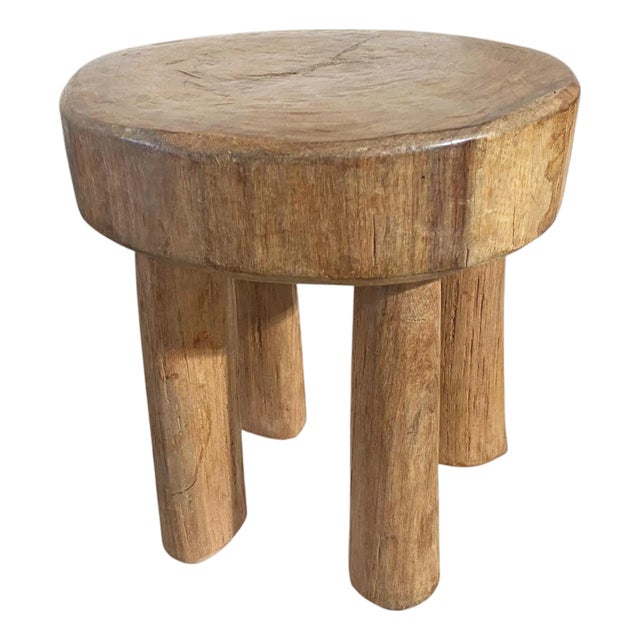 African Vintage Carved Wood Milk Stool Hehe Gogo People Tanzania 12" H For Sale