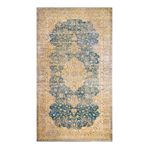 Distinguished Blue Ground and Exquisite Floral Detail Antique Persian Kerman Rug