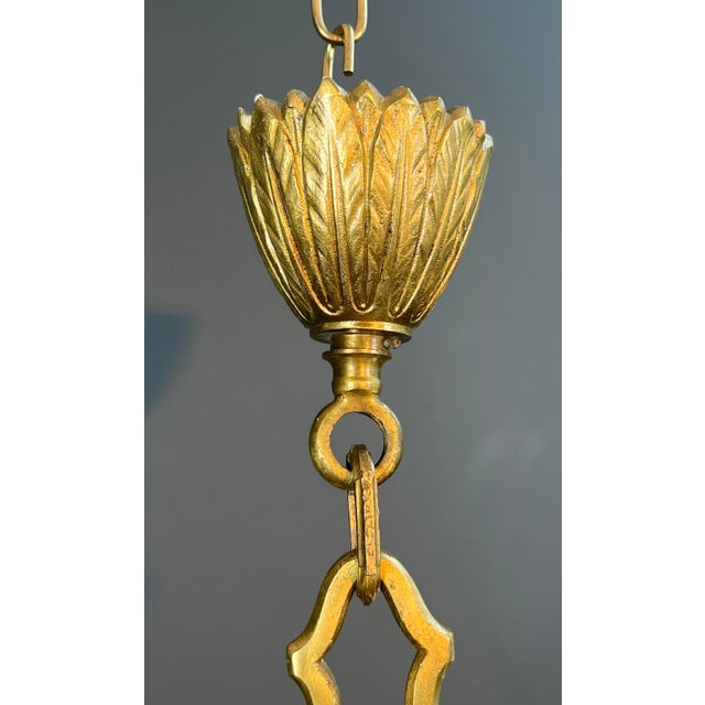 1940s Louis XVI style 8-arm chiseled bronze chandelier by Lucien For Sale - Image 6 of 12